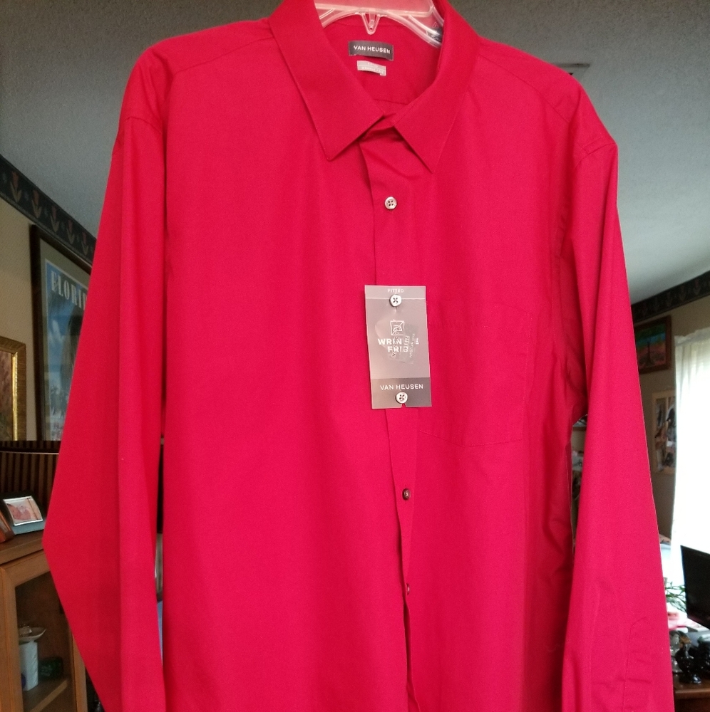 Mens red, long sleeve shirt size 2xl